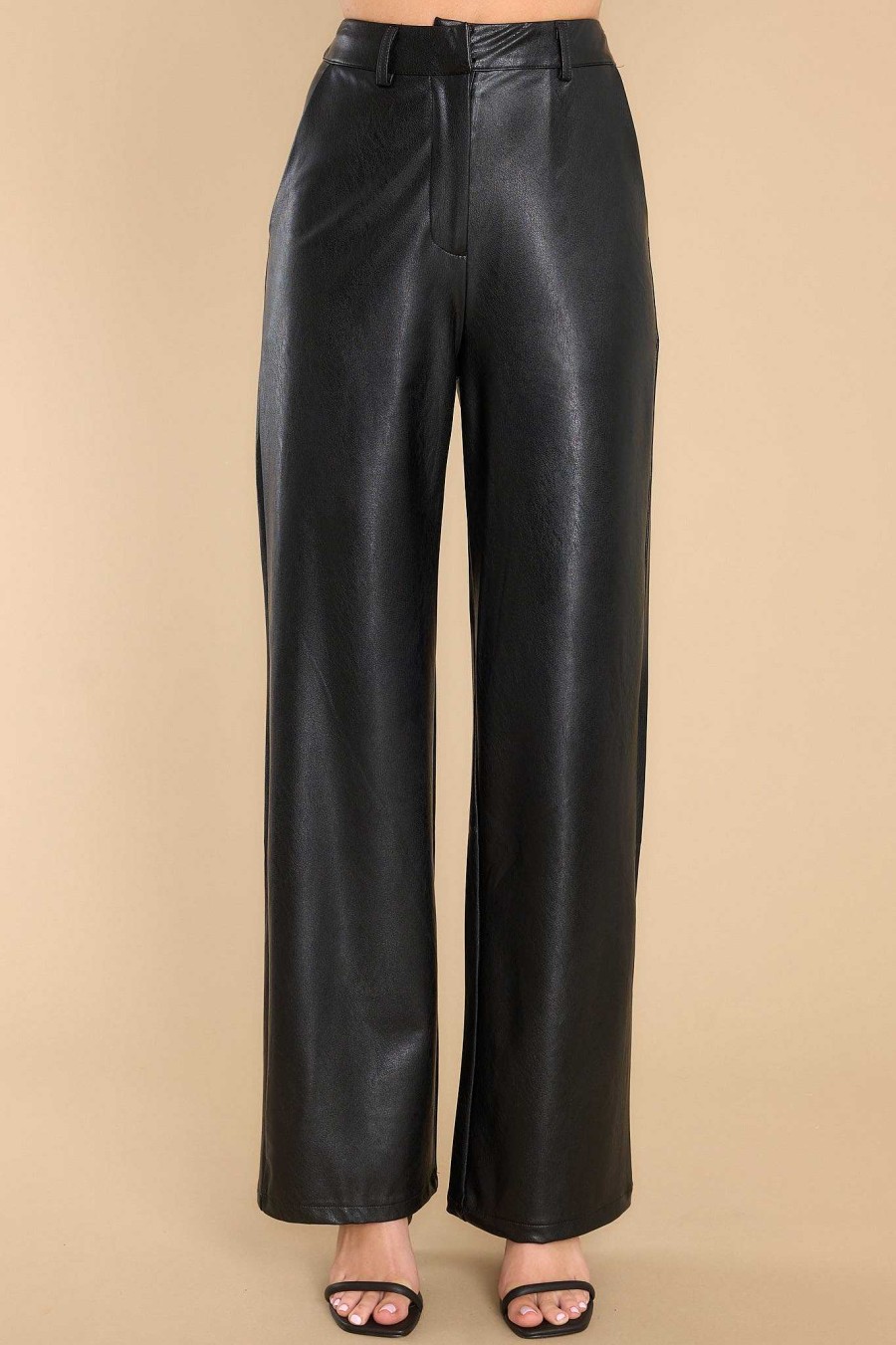 Clothing Red Dress Pants | Always Stylish Faux Leather Pants Black