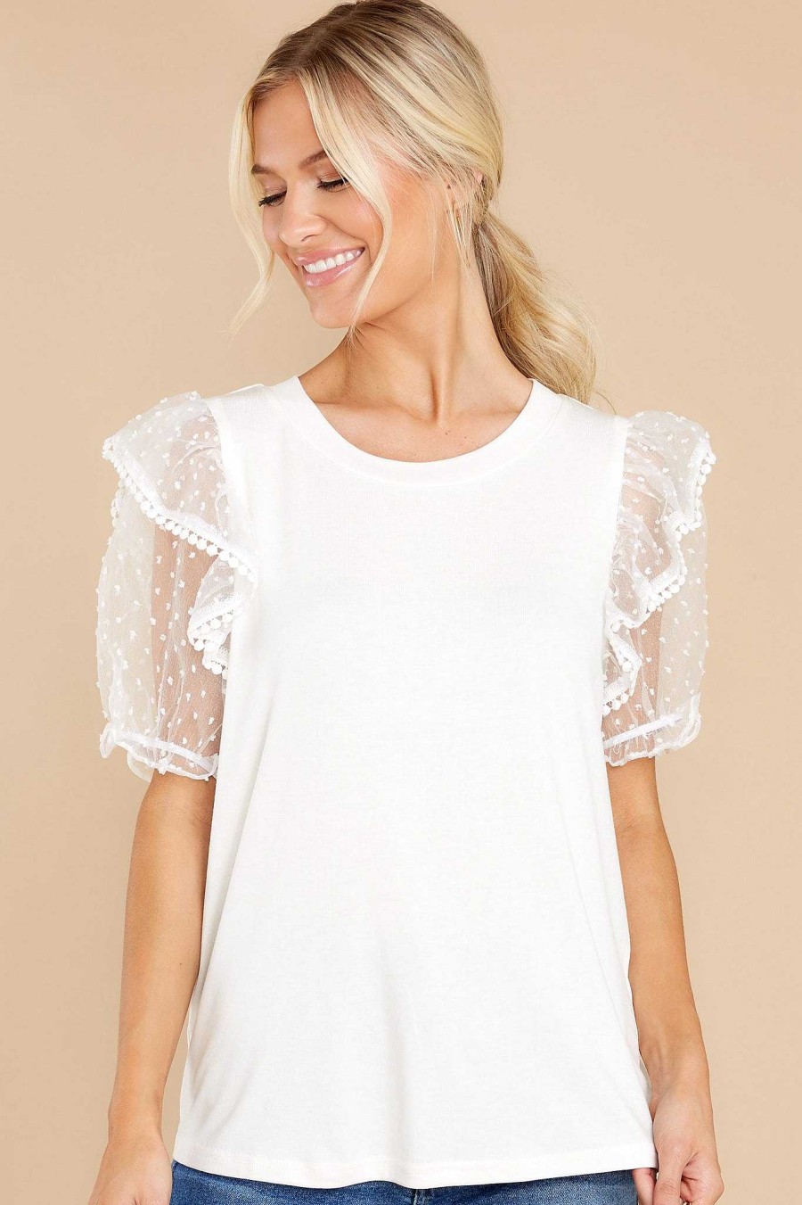 Clothing Red Dress Blouses & Shirts | The Sweetest Day Top White