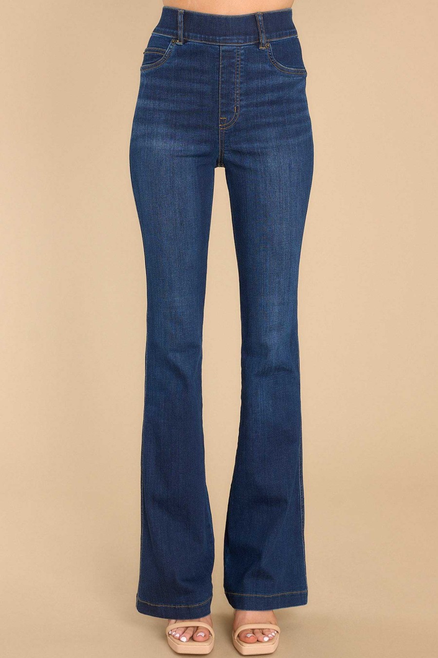 Clothing Spanx Clean Denim | Pull On Stretch Flare Jeans Midnight Shade