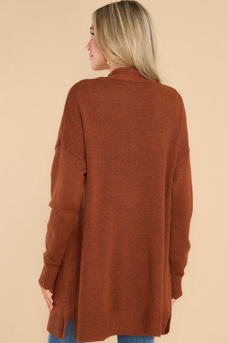 Clothing Red Dress Casual Tops | Pocketful Of Fun Times Cardigan Copper