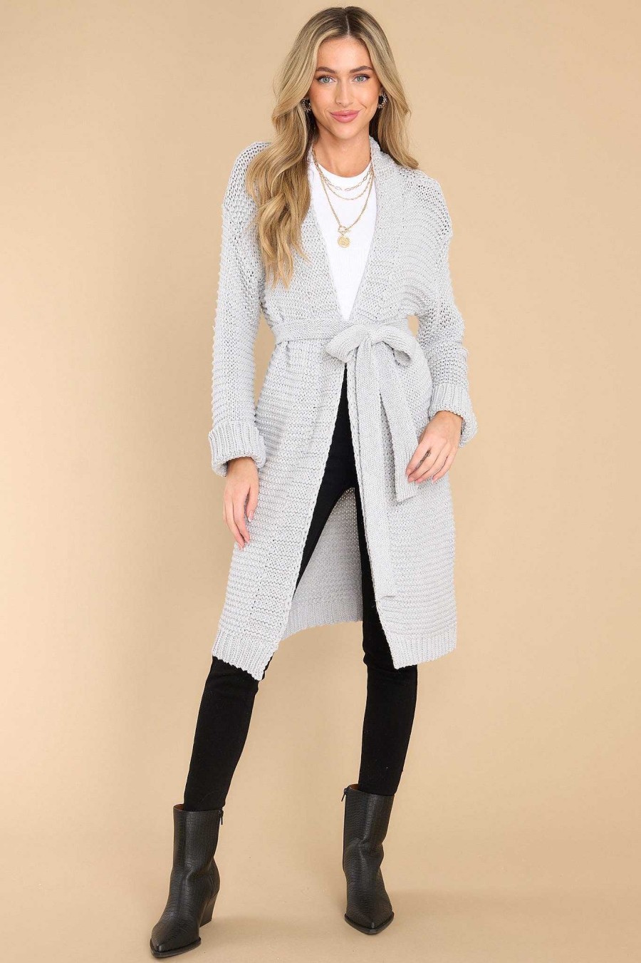 Clothing Red Dress Casual Tops | Relax More Cardigan Grey