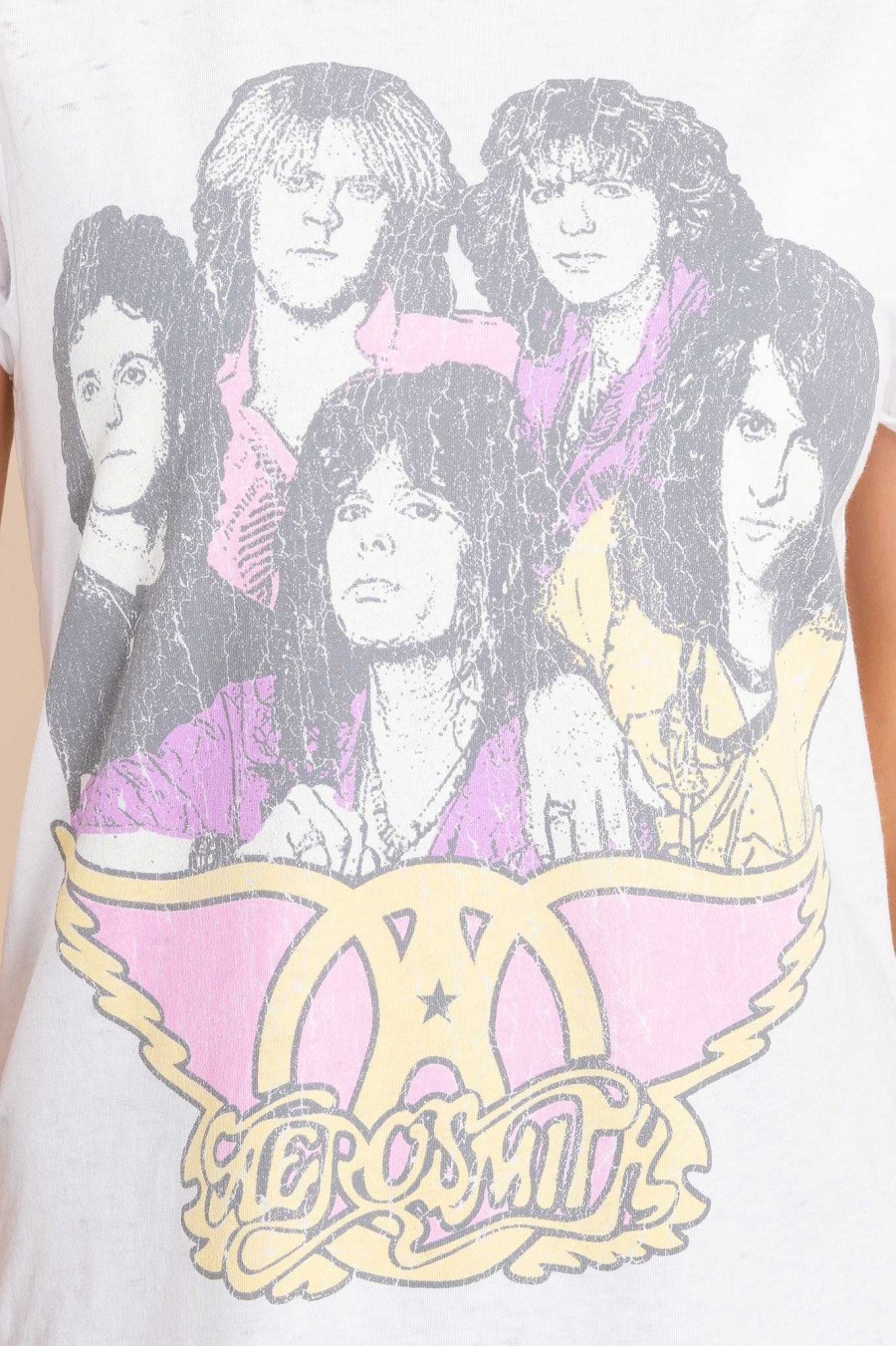 Clothing Recycled Karma Casual Tops | Aerosmith Dream On 1973 Tee White