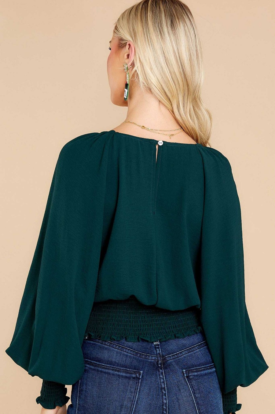 Clothing Red Dress Blouses & Shirts | Take A Look Top Dark Green