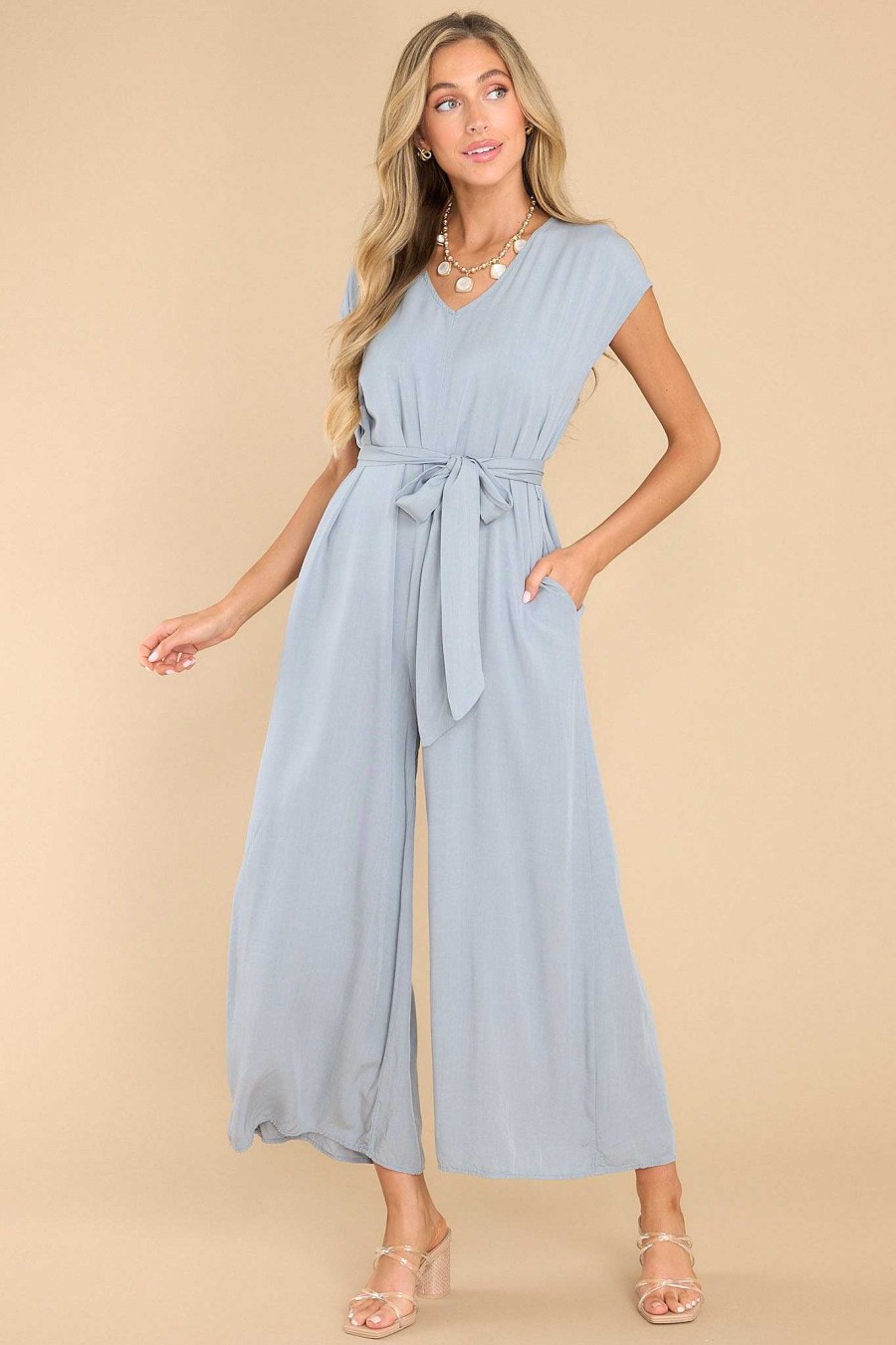 Clothing Red Dress Jumpsuits | No Matter What Jumpsuit Cool Blue