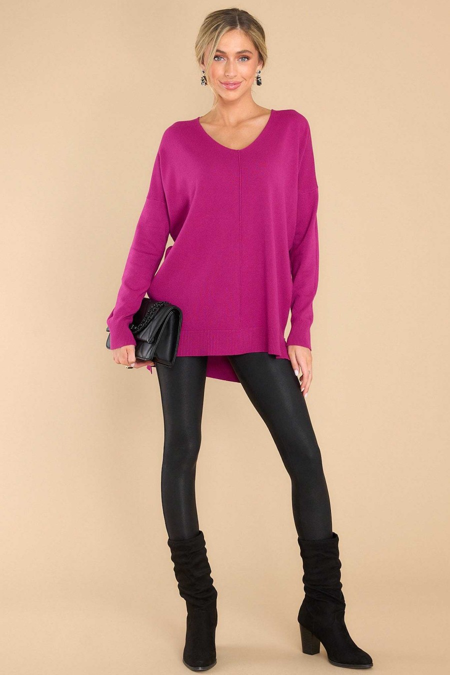 Clothing So Soft Collection Casual Tops | Wind Down Sweater Magenta