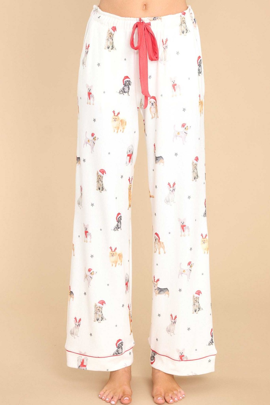 Clothing PJ Salvage Matching Sets | Stars & Paws Pj Pants Ivory