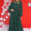 Clothing Aura Maxi Dresses | All You Need Is Love Floral Print Maxi Dress Dark Emerald