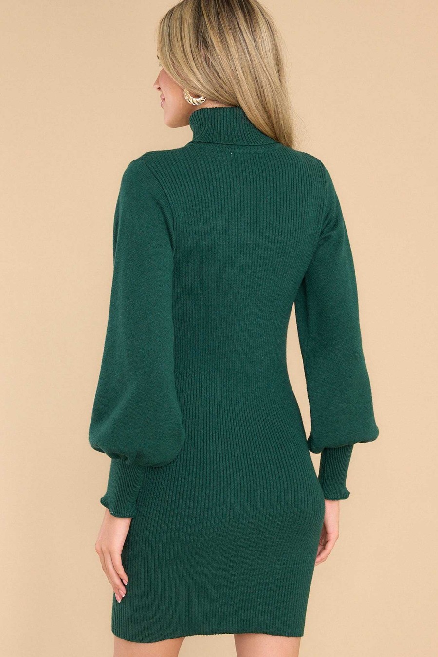 Clothing Red Dress Mini Dresses | Autumn Elegance Sweater Dress Forest Green