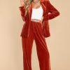 Clothing Red Dress Two Piece Sets | Watch It Play Out Faux Velvet Blazer Ginger