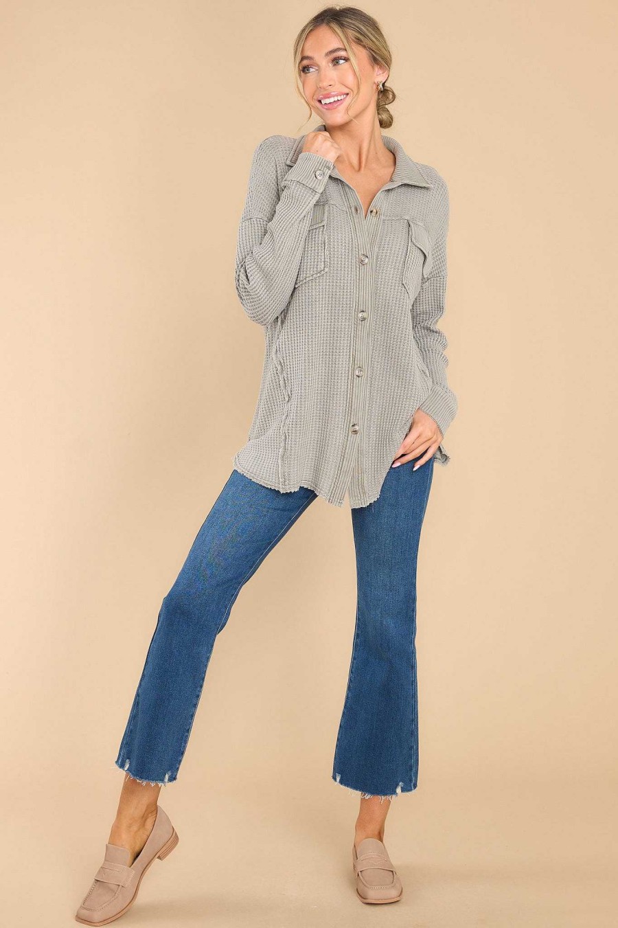 Clothing Red Dress Casual Tops | Where I Belong Top Light Sage