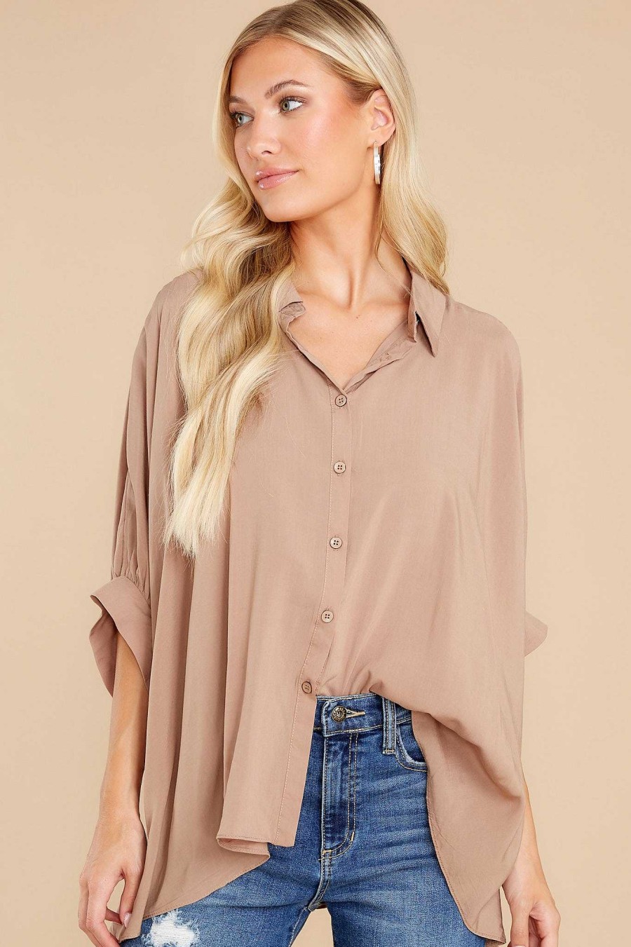 Clothing Red Dress Casual Tops | Casual Goddess Top Taupe