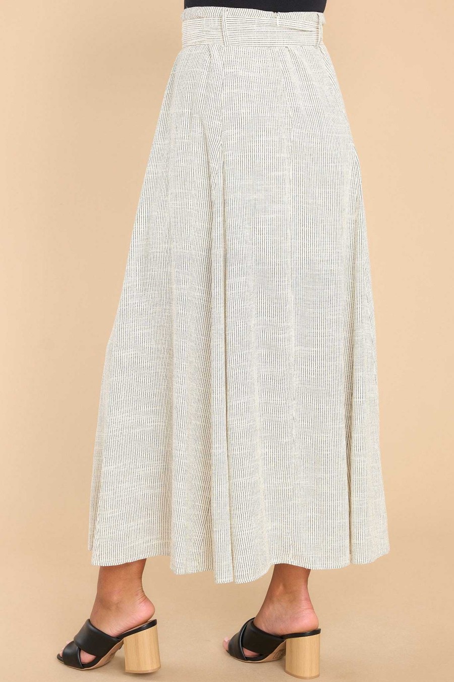 Clothing Red Dress Skirts | Catching Trains Cotton Stripe Skirt Beige