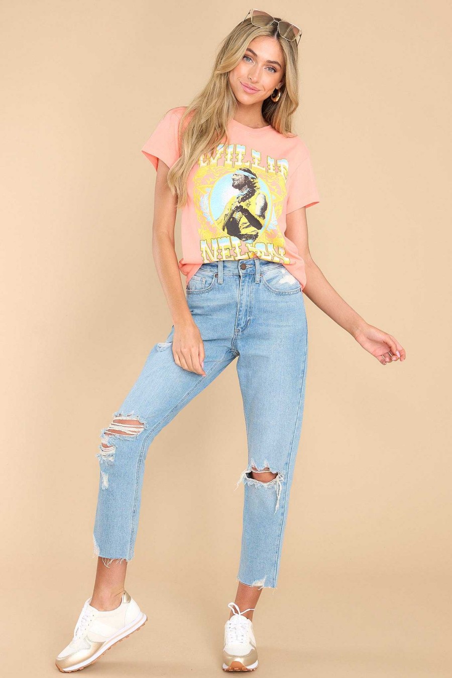 Clothing Daydreamer Casual Tops | Willie Nelson Outlaw Country Tour Tee Desert Flower