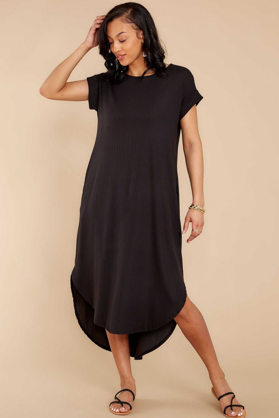 Clothing Red Dress Midi Dresses | Come Away With Me Midi Dress Black