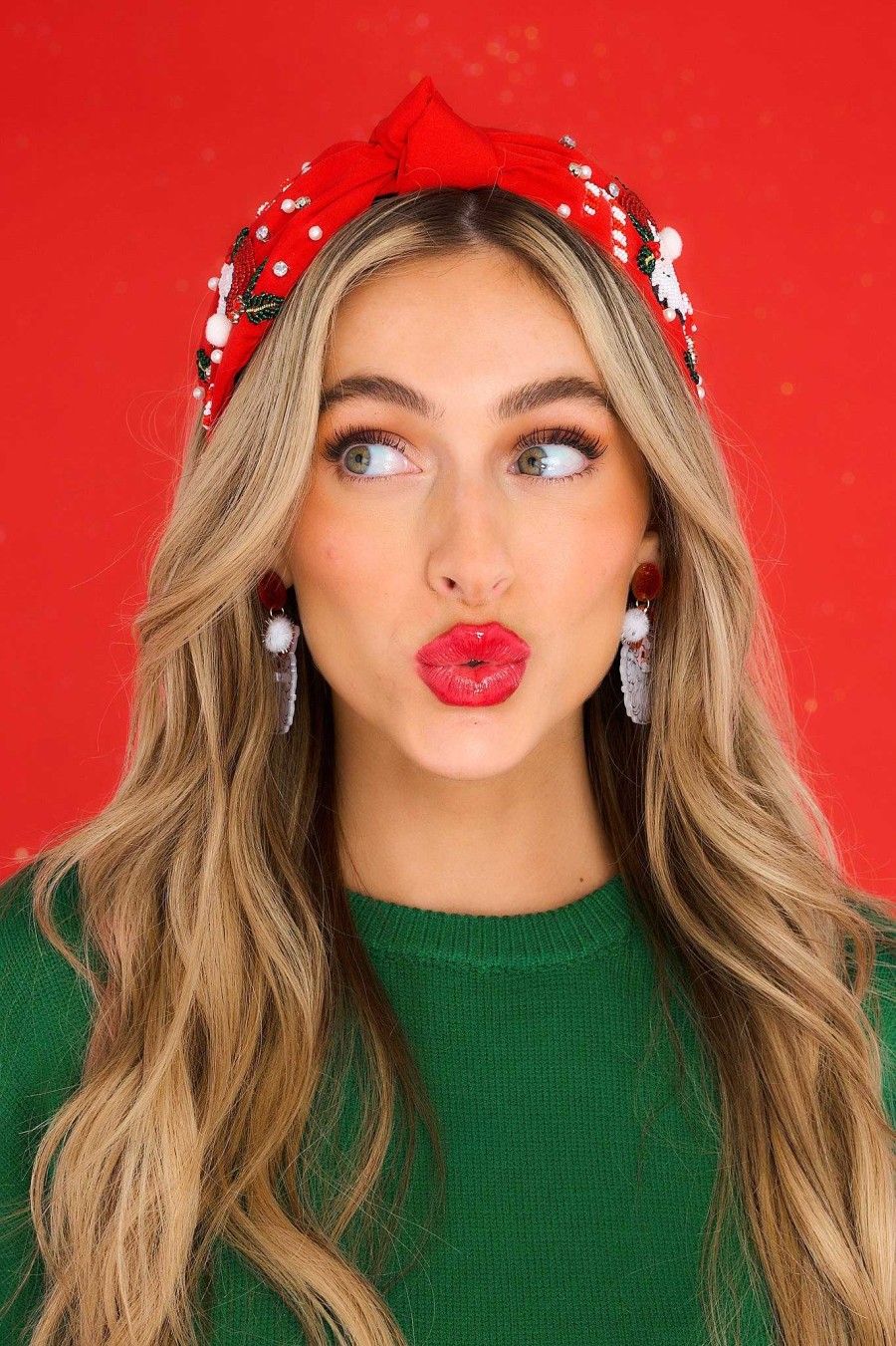 Accessories Red Dress Hair Accessories | Kissed Under The Mistletoe Headband Red