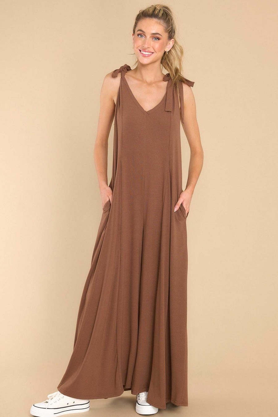 Clothing Red Dress Jumpsuits | Lucky One Jumpsuit Brown