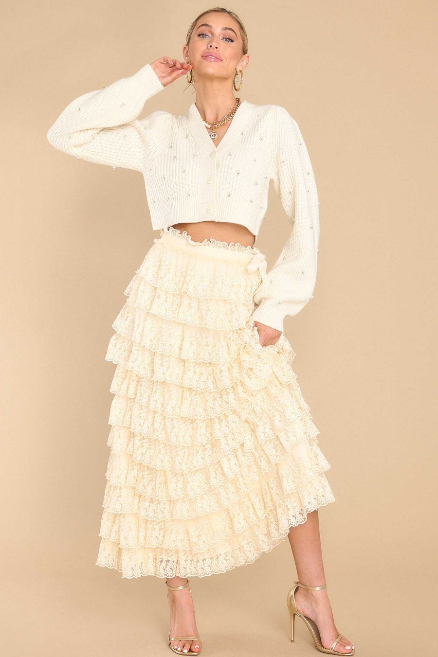 Clothing LoveShackFancy Skirts | Dover Maxi Skirt Cream