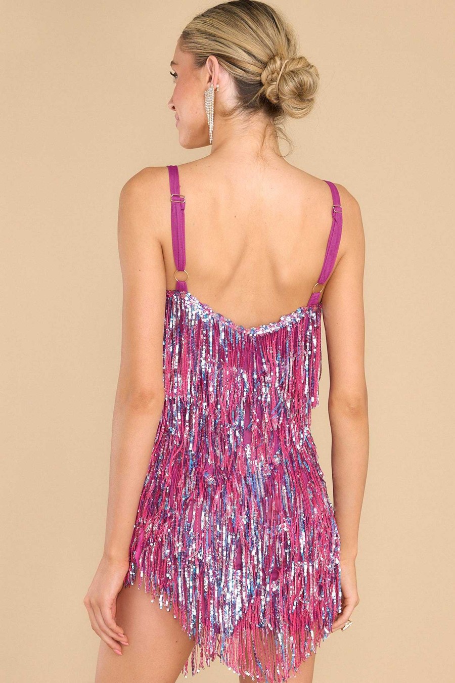 Clothing Red Dress Mini Dresses | Always Shine Fringe Dress Plum