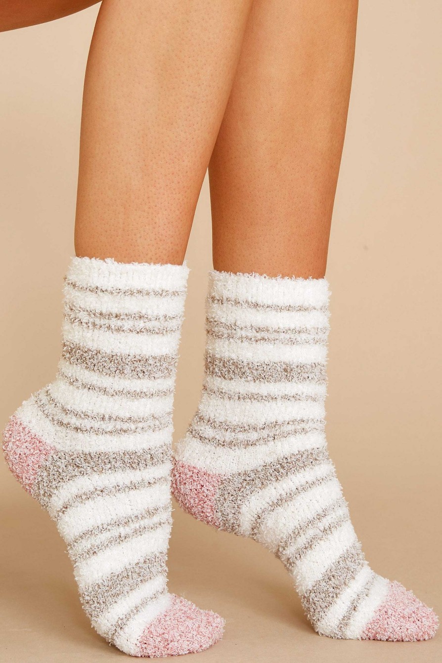 Accessories Z Supply Tights & Socks | Stripe Plush Socks White