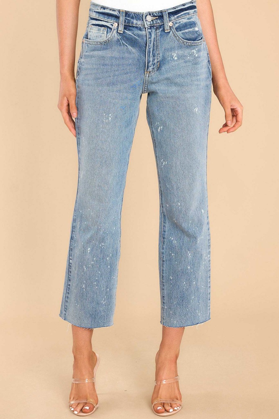 Clothing Red Dress Distressed Denim | Wash Me Away Medium High Rise Cropped Jeans Medium Vintage