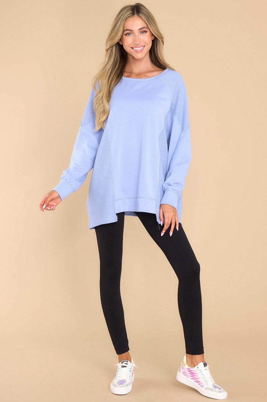Clothing Red Dress Casual Tops | Can Only Imagine Crewneck Top Light Blue