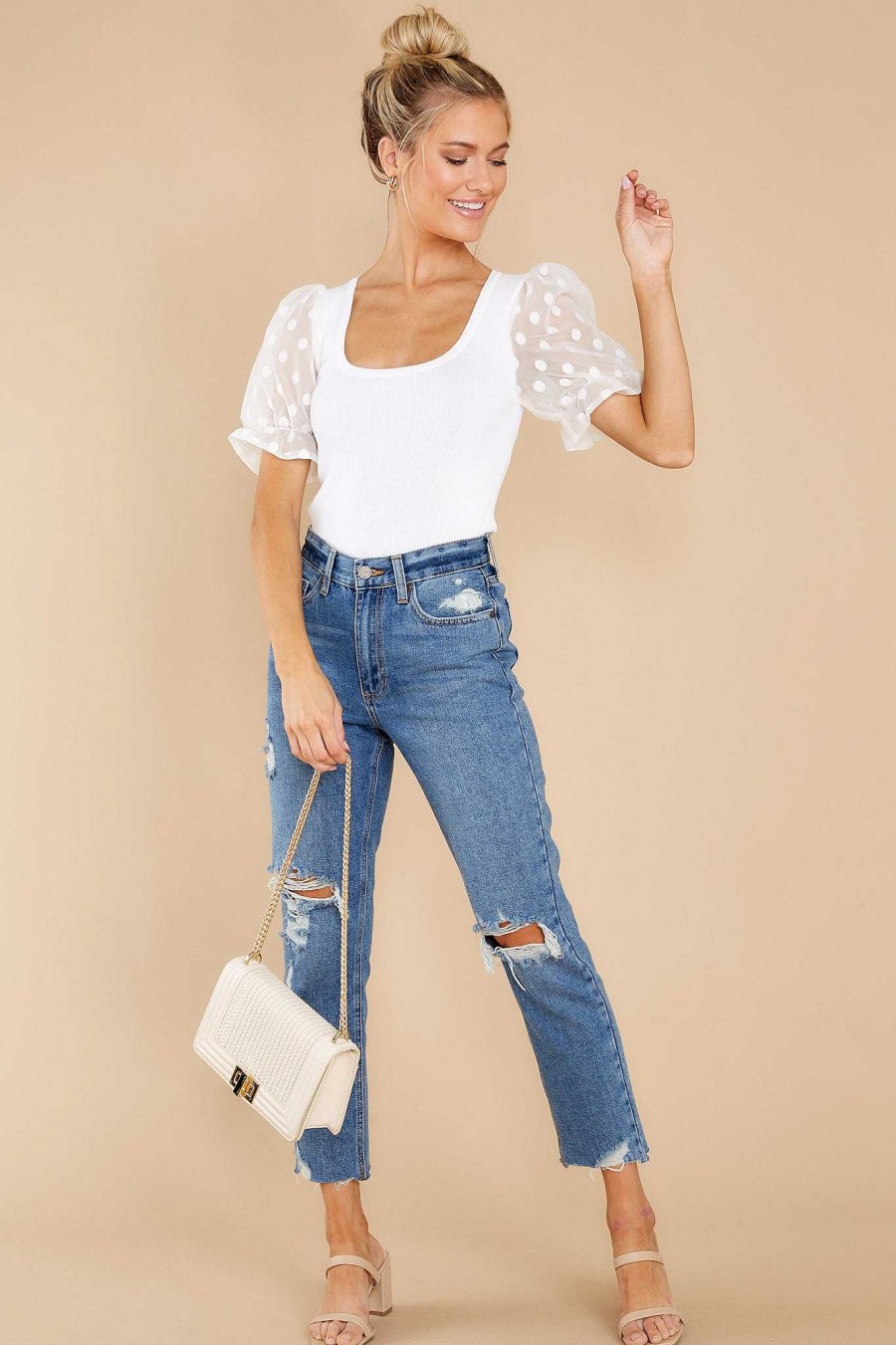 Clothing Red Dress Blouses & Shirts | Exceptionally Lavish Off Top White