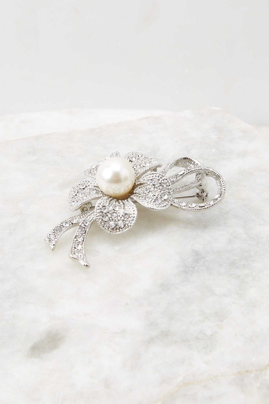Jewelry Red Dress | Finest Flower Brooch Silver