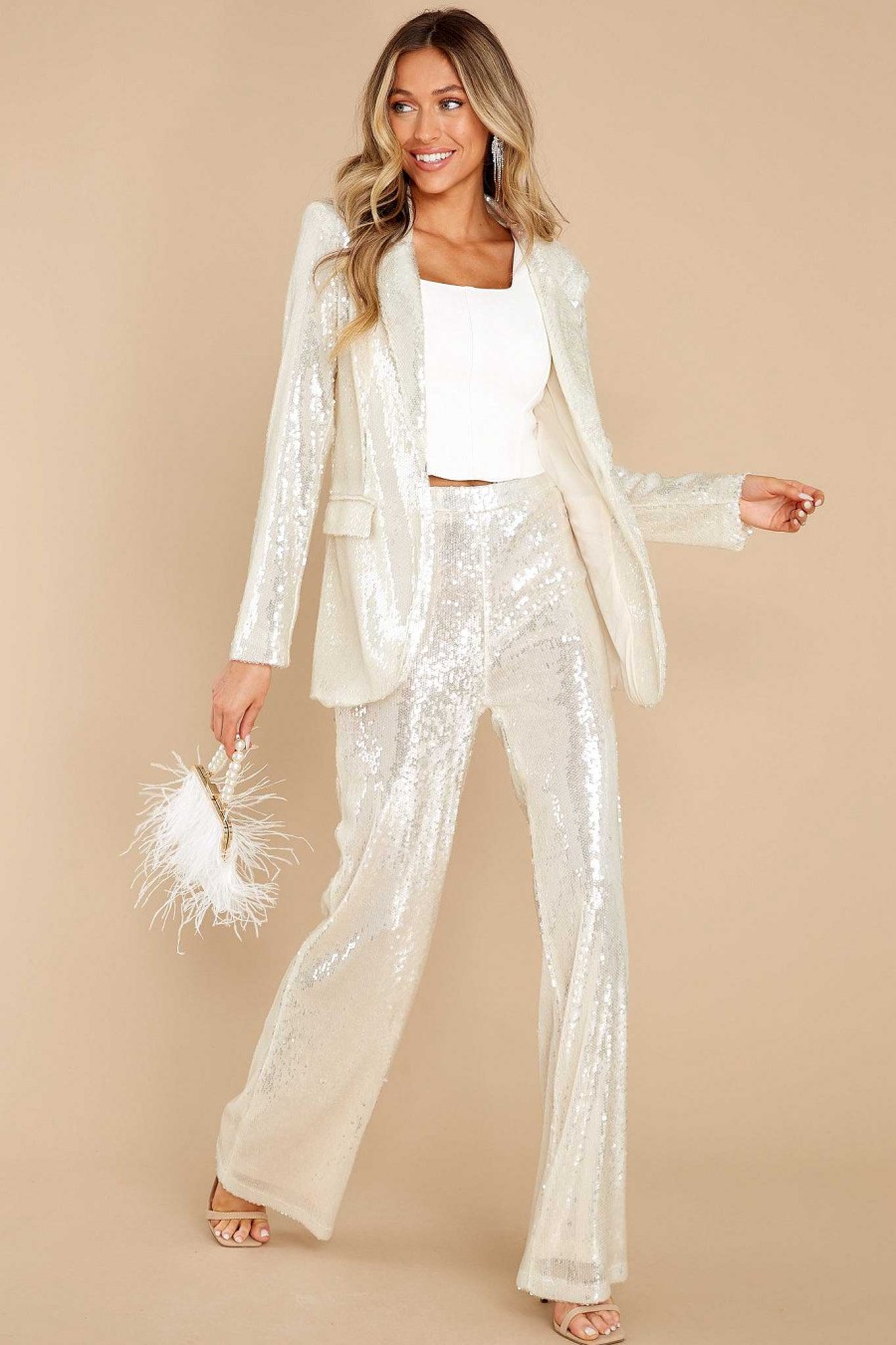 Clothing Red Dress Two Piece Sets | Nights Like This Sequin Blazer White