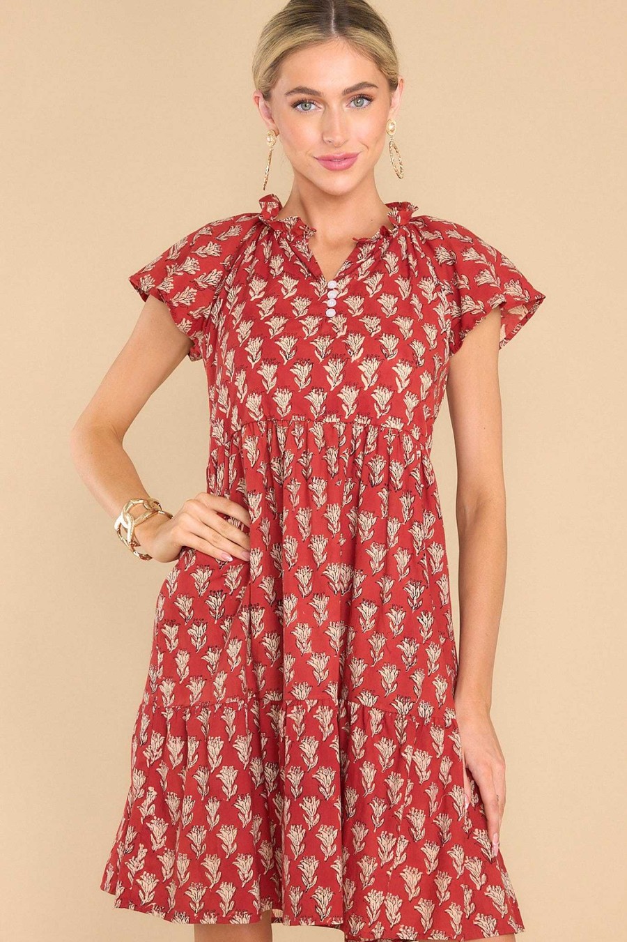 Clothing Victoria Dunn Mini Dresses | Rowan Sienna Dress Dark Rust