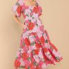 Clothing Red Dress Midi Dresses | The Only Path Floral Midi Dress Pink