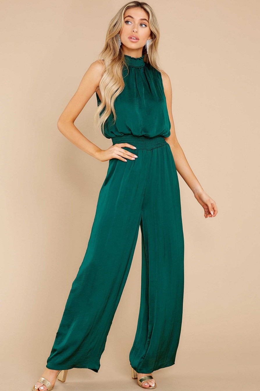 Clothing Red Dress Jumpsuits | Elegant Stride Jumpsuit Dark Green