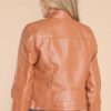 Clothing Red Dress Jackets | Defying The Odds Faux Leather Jacket Caramel