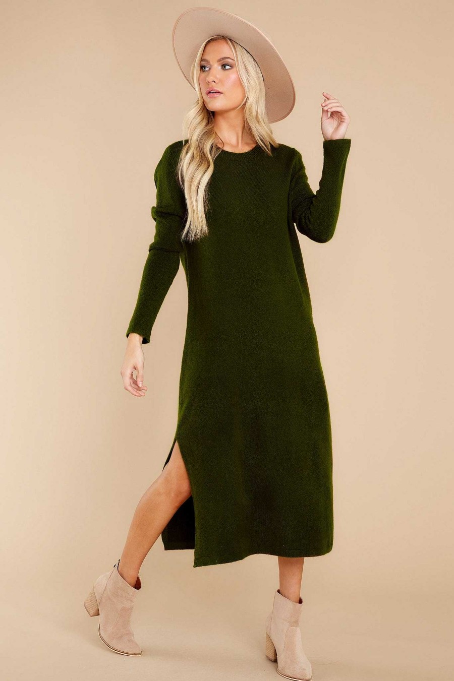 Clothing Red Dress Maxi Dresses | Mountain Retreat Sweater Midi Dress Olive