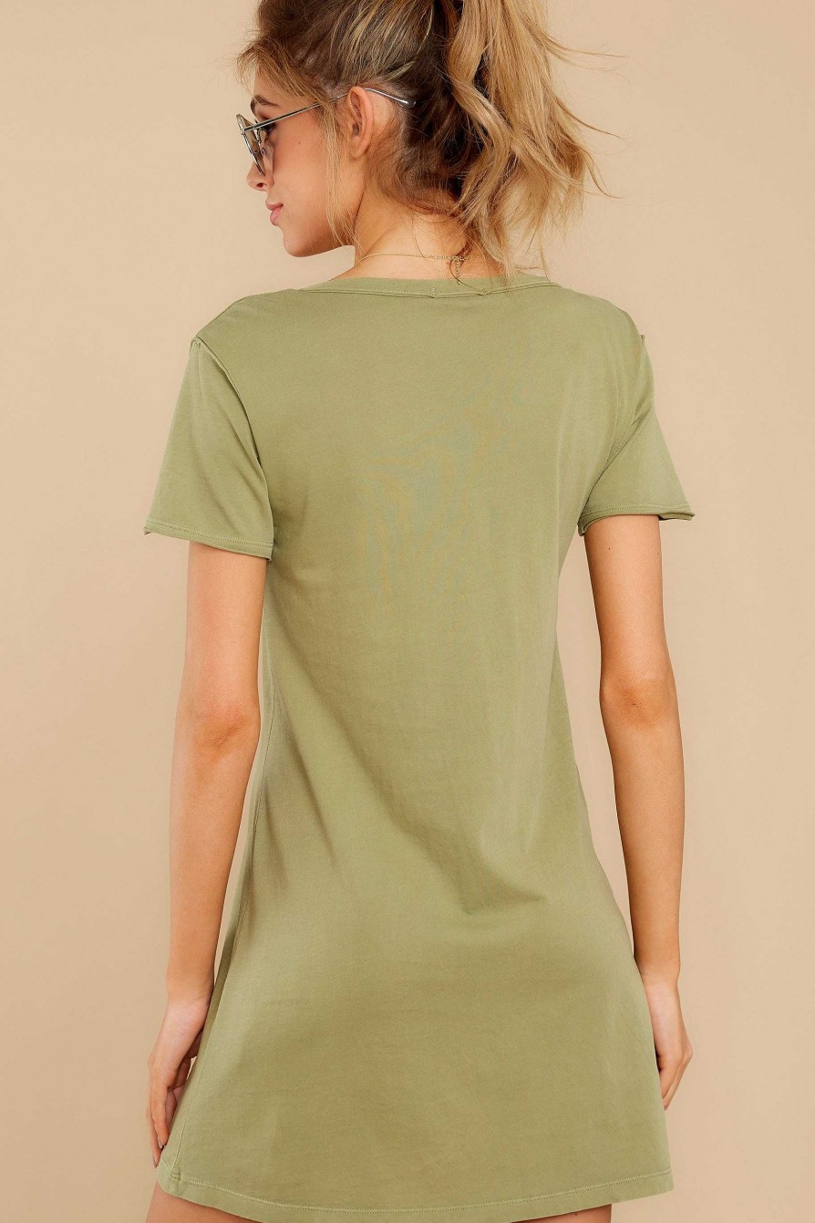 Clothing Z Supply Mini Dresses | The Organic Cotton T Shirt Dress Light Sage