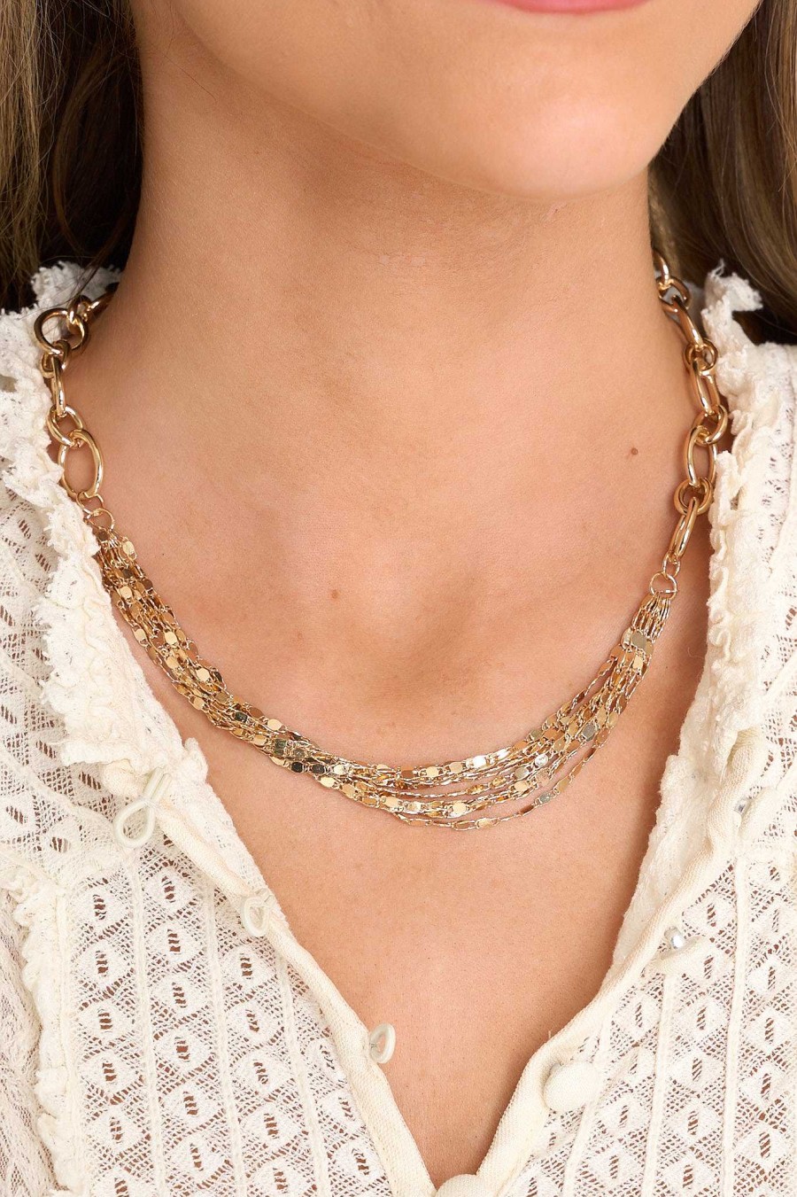 Jewelry Red Dress | Let'S Be Reasonable Layered Necklace Gold