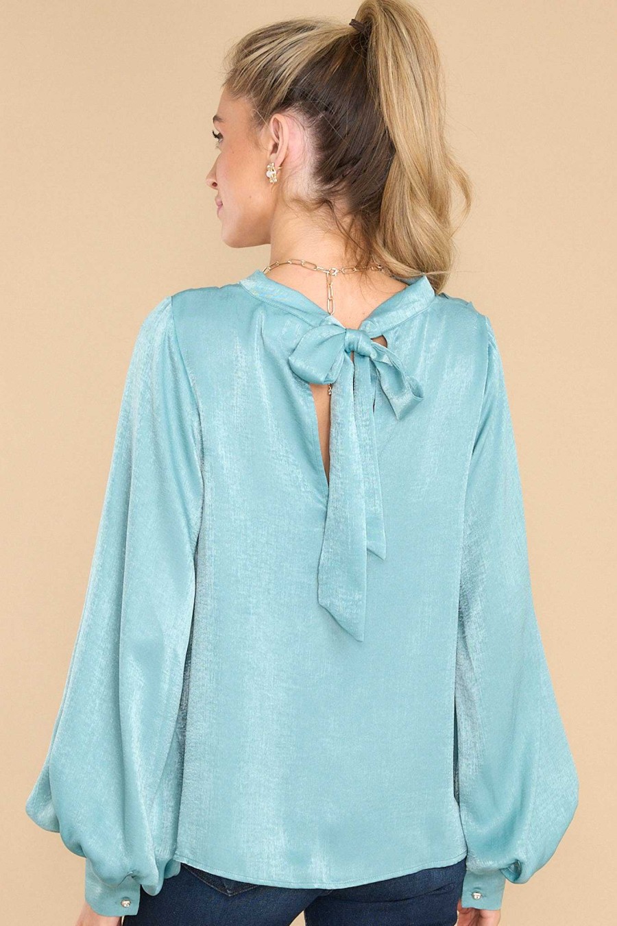 Clothing Aura Blouses & Shirts | It'S My Moment Top Seafoam
