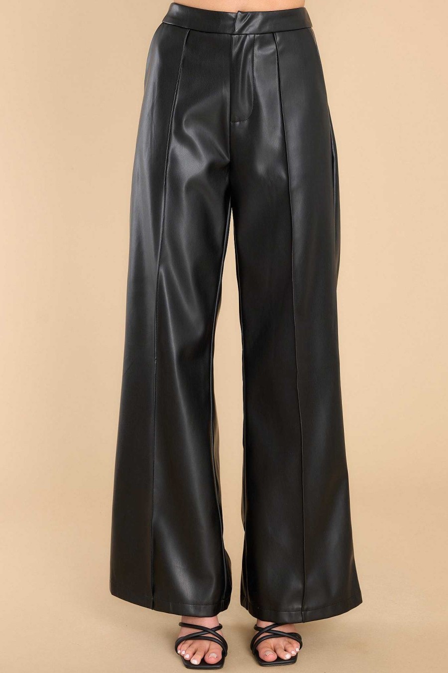 Clothing Red Dress Pants | Back And Better Faux Leather Pants Black
