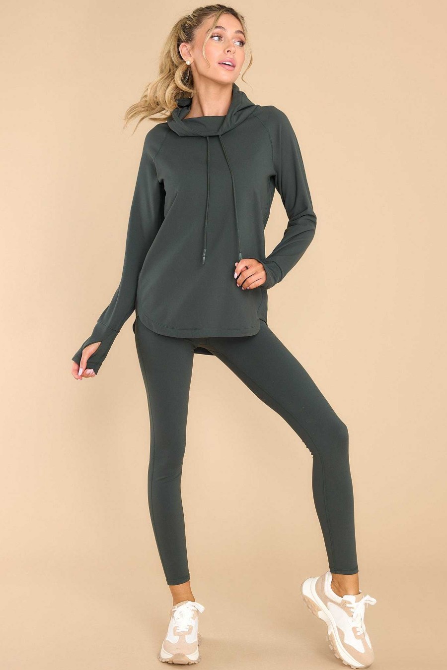 Clothing Red Dress Casual Tops | Feeling Alive Hoodie Forest Green