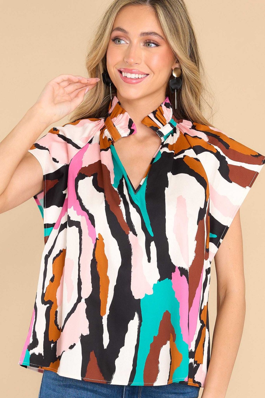 Clothing Crosby by Mollie Burch Blouses & Shirts | Wilkes In Motion Print Top Ivory