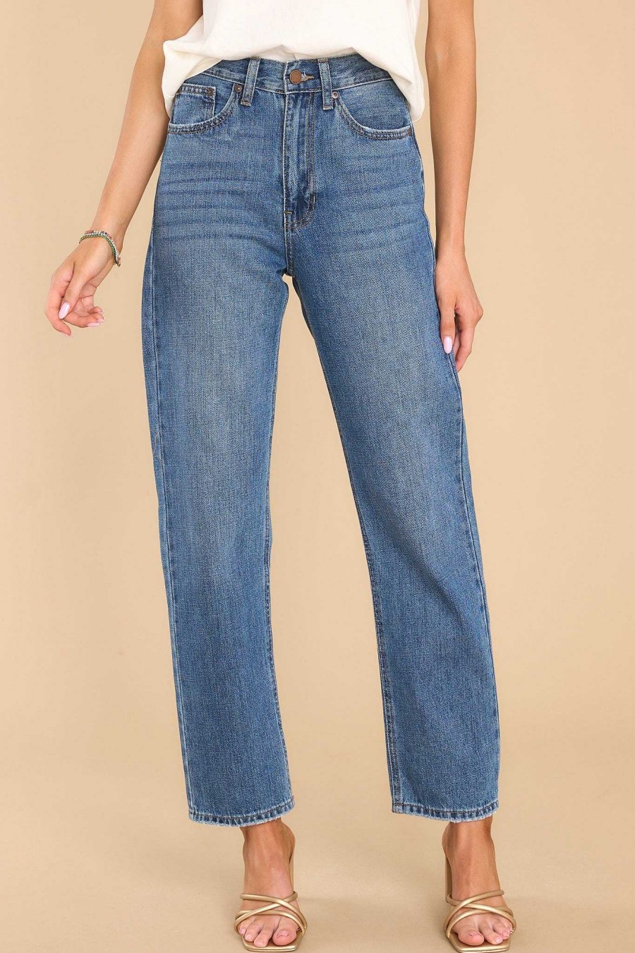 Clothing Just Black Clean Denim | Time To Evolve Classic Straight Leg Jeans Medium Wash