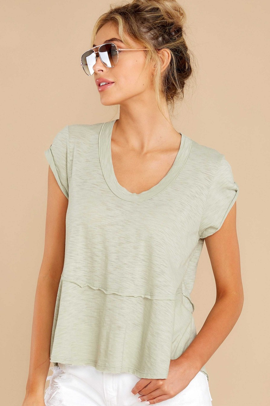 Clothing Red Dress Tunics | A Quick Study Green High Low Tunic Sage