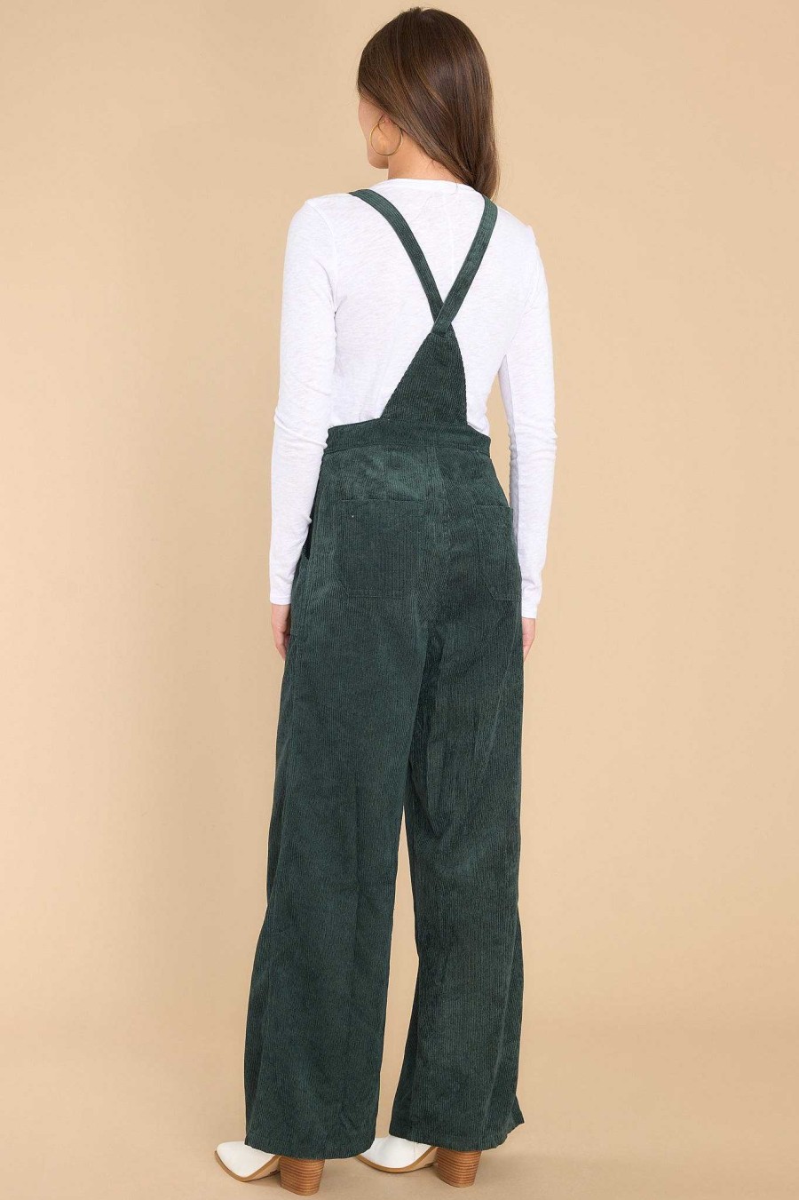 Clothing Red Dress Overalls | Stay Kind Hunter Corduroy Overalls Green
