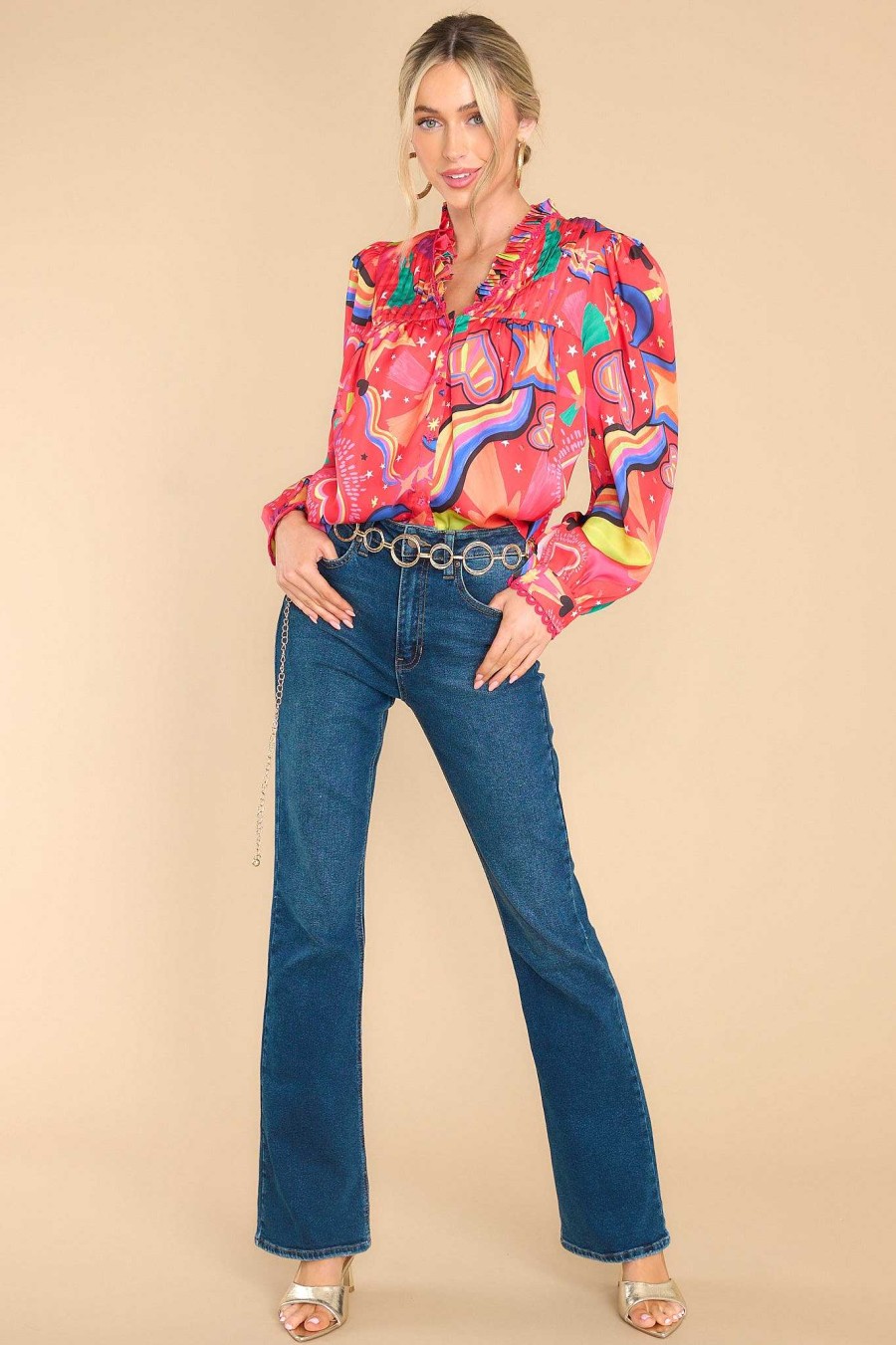 Clothing Alden Adair Blouses & Shirts | Oliver Star Gazing Top Tomato Red