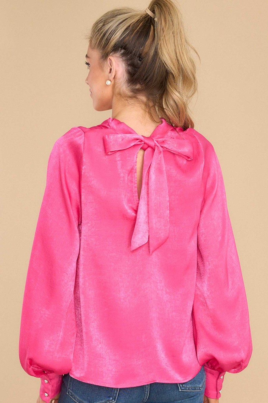 Clothing Aura Blouses & Shirts | It'S My Moment Top Hot Pink