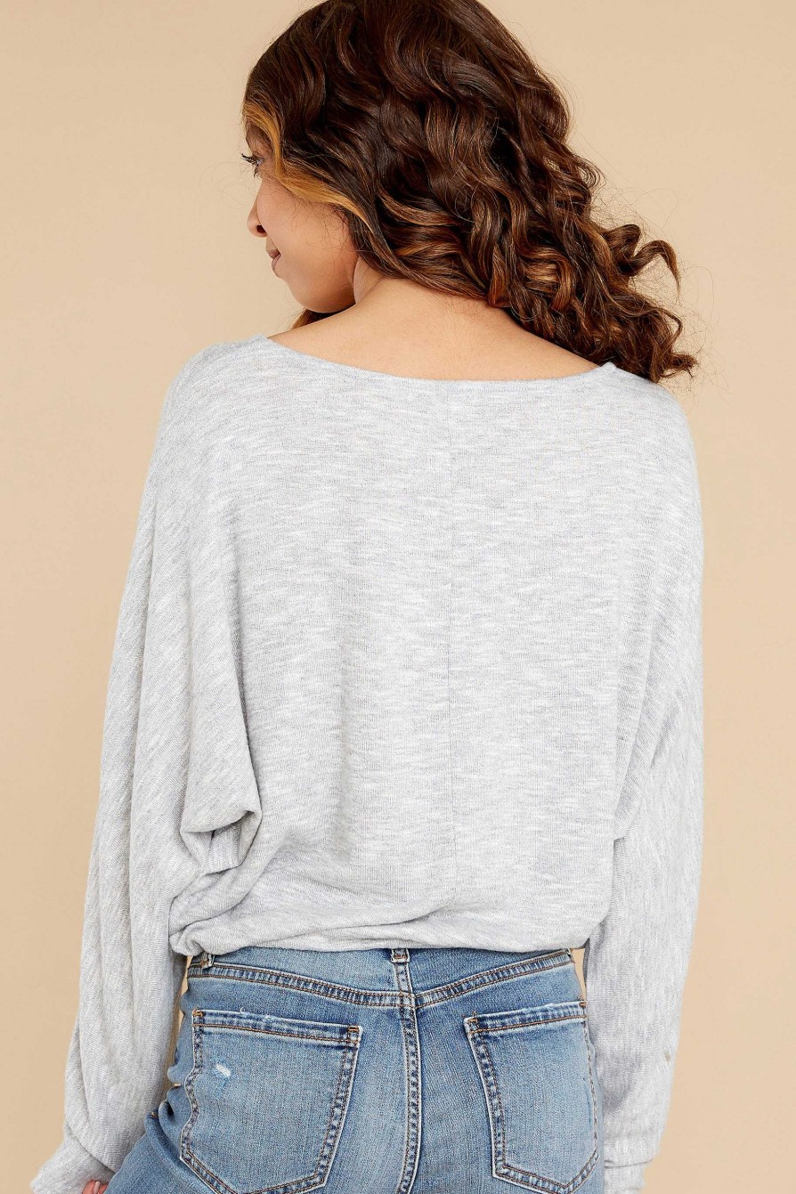 Clothing Z Supply Sweaters | Dollie Slub Sweater Top Heather Grey