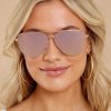 Accessories DIFF Sunglasses | Tate Aviator Rose Gold Cherry Blossom Mirror Sunglasses Rose Blossom