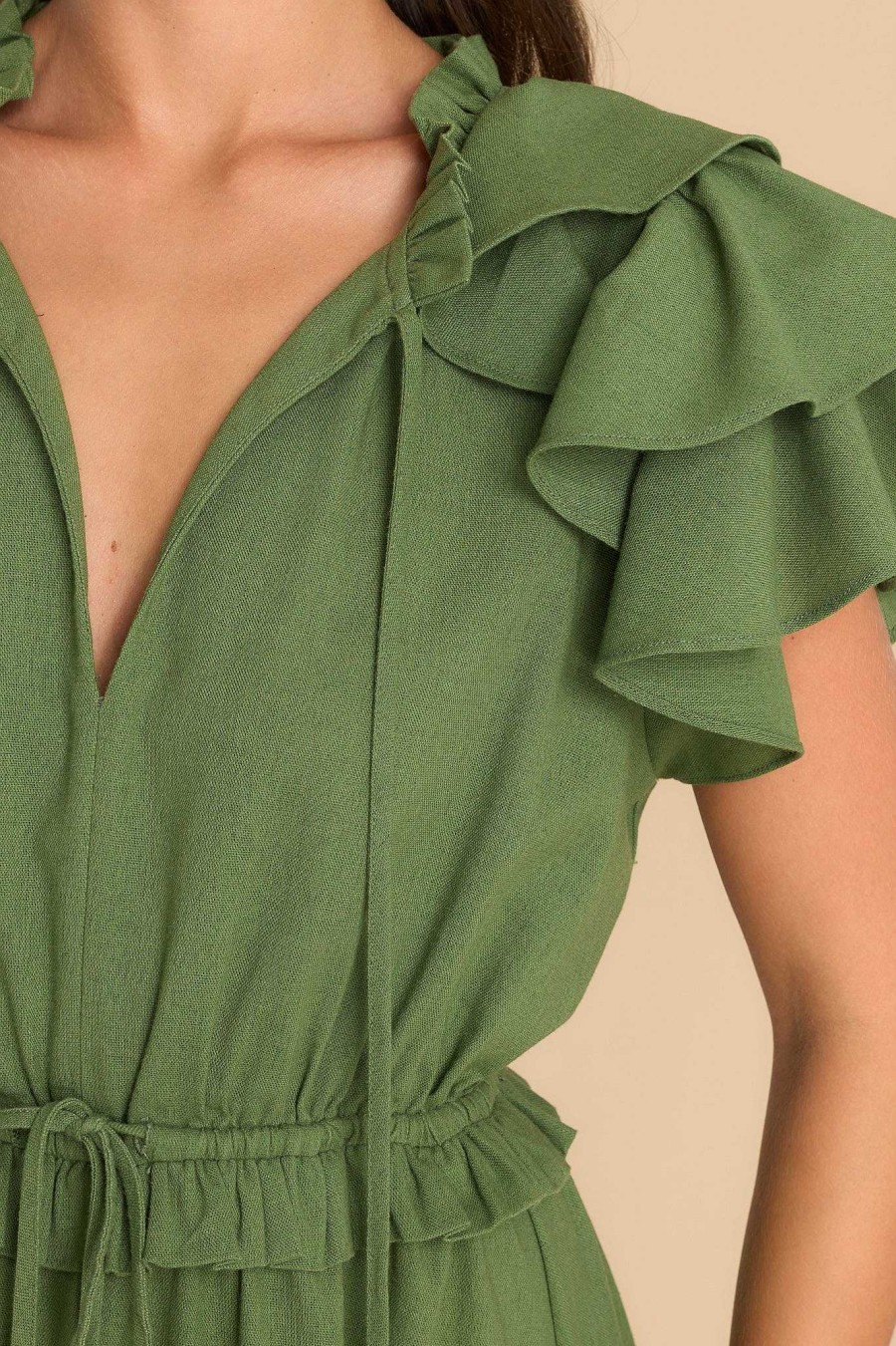 Clothing Aura Maxi Dresses | Ruffle Some Feathers Sap Maxi Dress Green