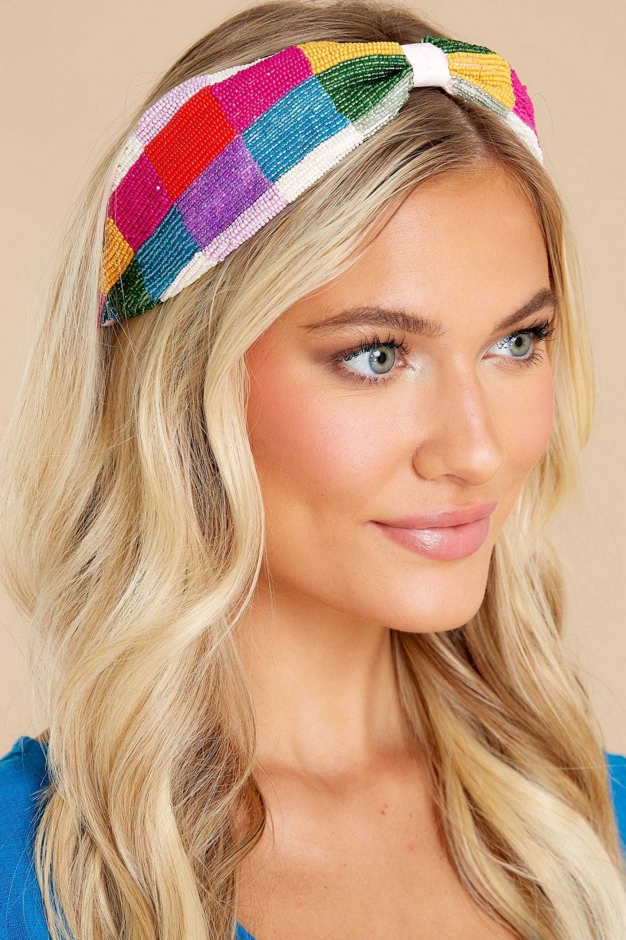 Accessories Treasure Jewels Hair Accessories | Plaid Color Beaded Headband Multi