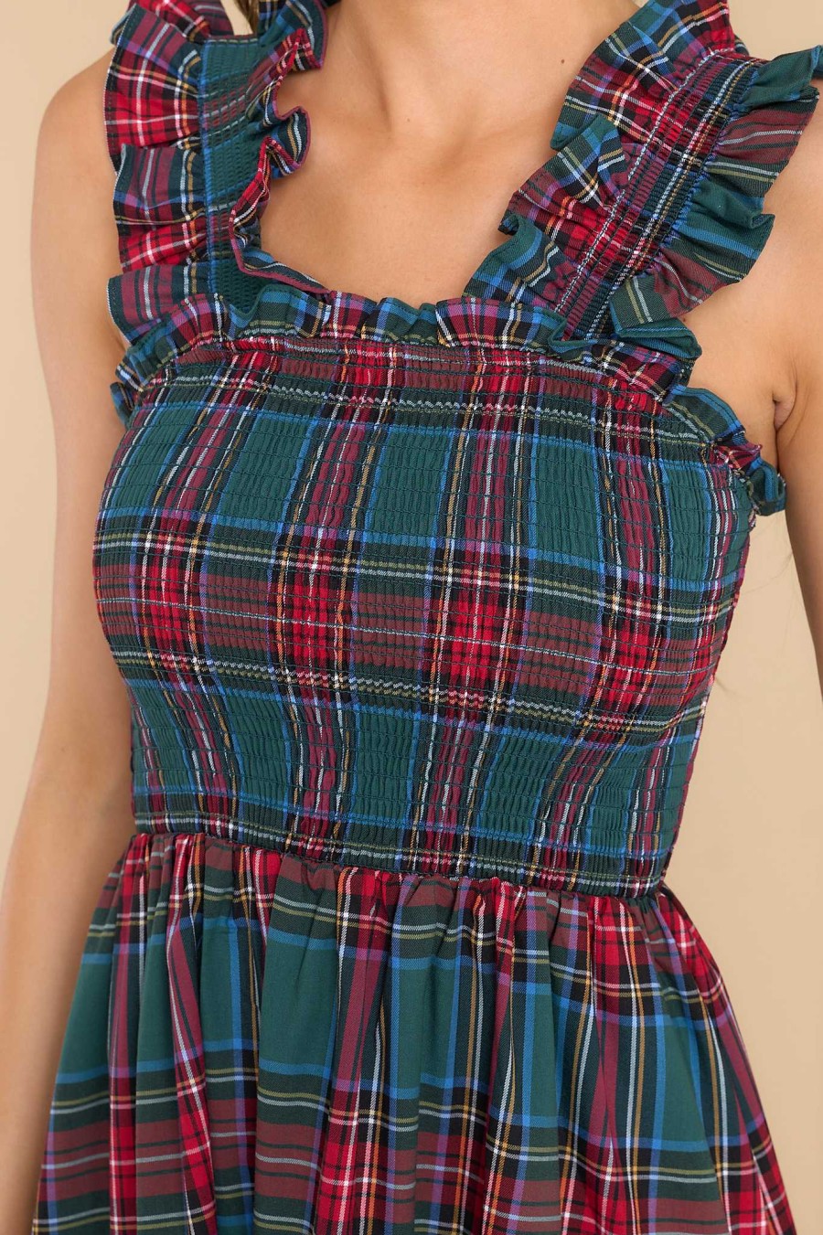 Clothing Aura Midi Dresses | Pride And Joy Plaid Midi Dress Green
