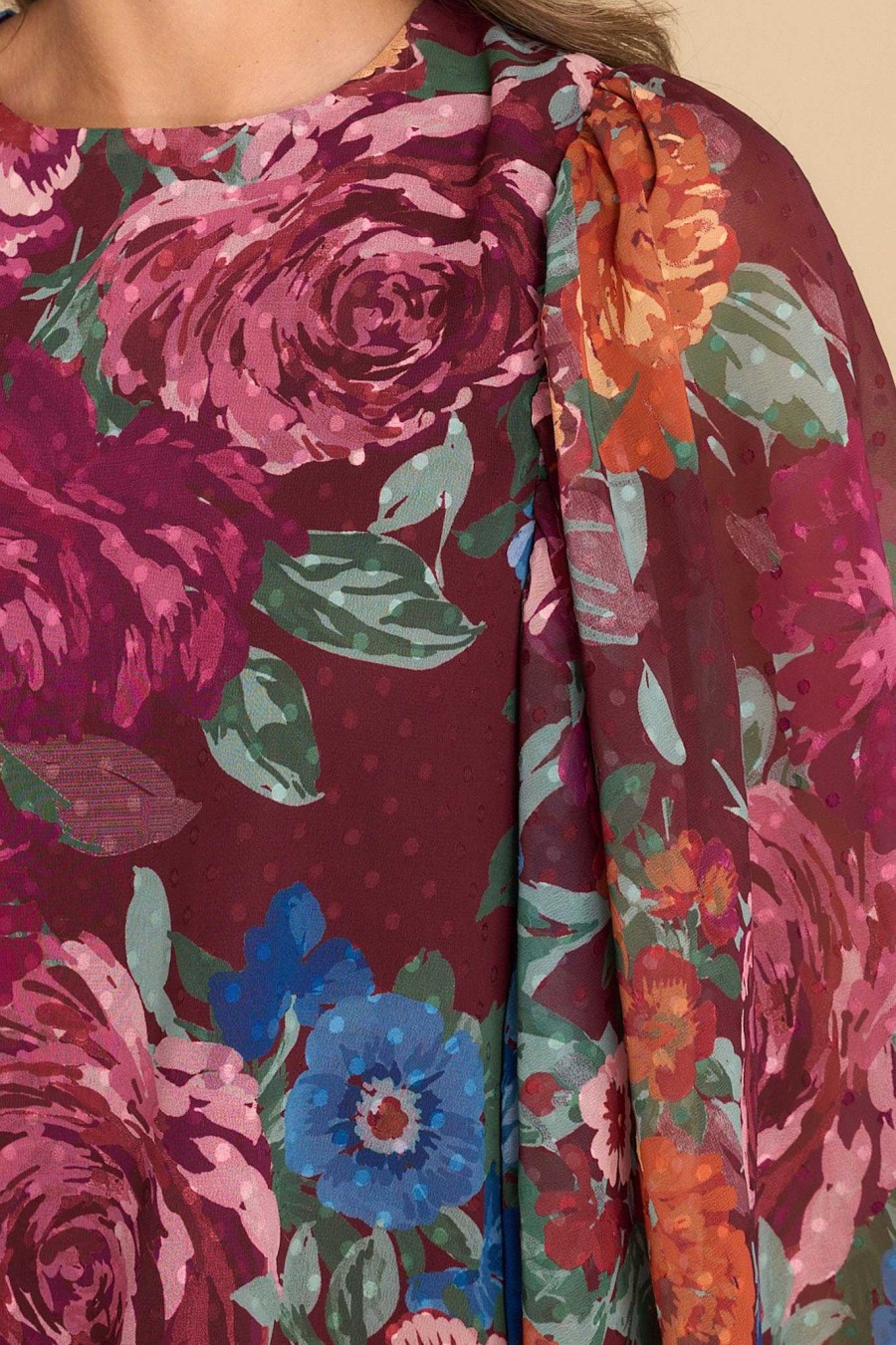 Clothing Aura Blouses & Shirts | Cure Your Heart Floral Print Top Berry